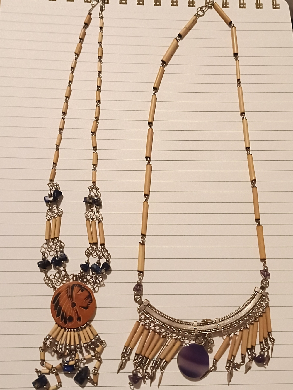 Women’s Boho Beige and Purple Statement Necklace - Unbranded